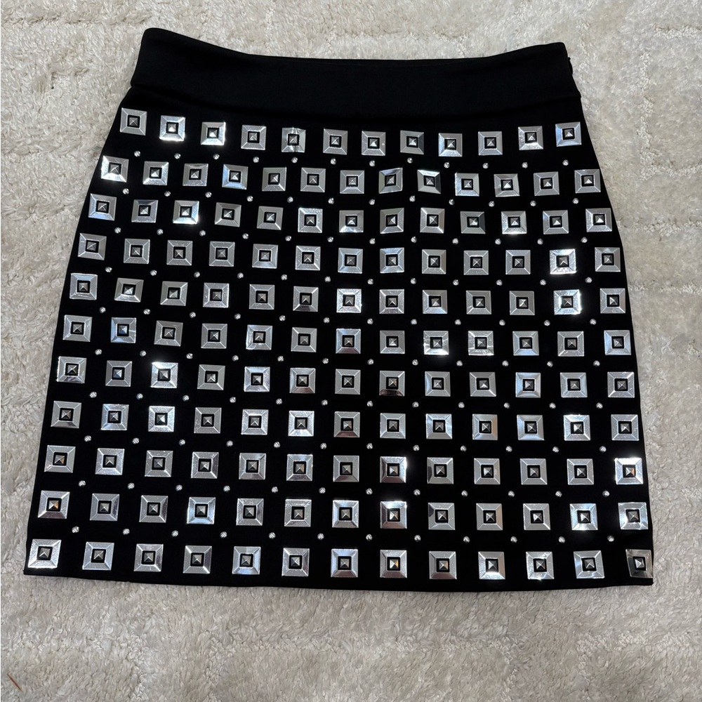 MICHAEL MICHAEL KORS Mirror Embellished Scuba Skirt, size XS